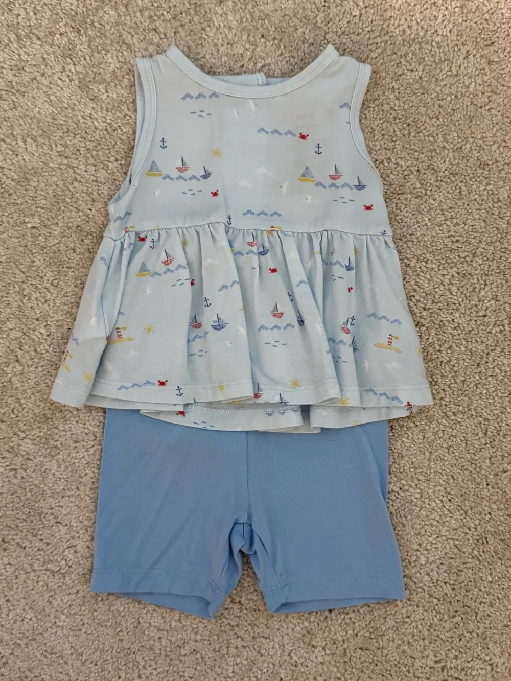 NWOT Magnetic Me Light Blue Sailboat Tank & Bike Shorts Set